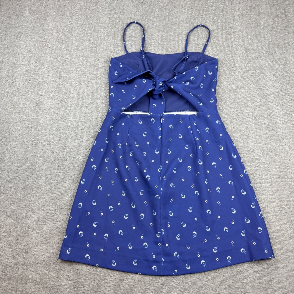 French Connection Blue Floral Tie Back Mini Dress Women's US 4 XS - Picture 2 of 11